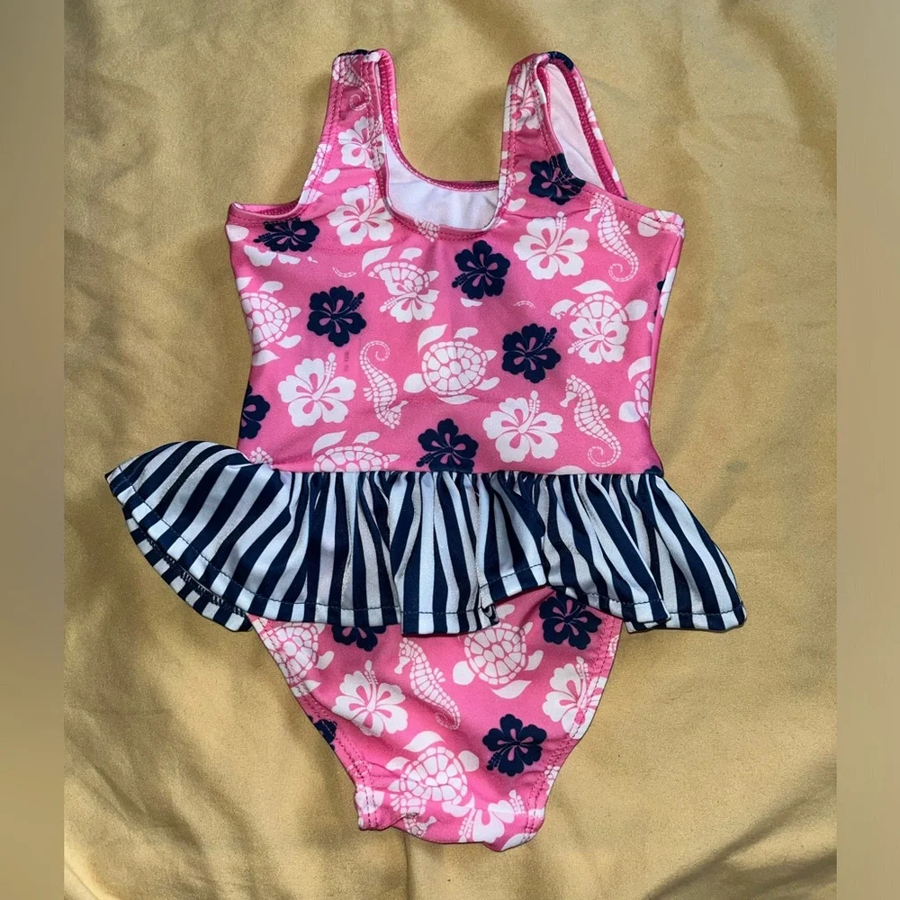 Flap Happy Kids UV 50 NWT Pink Ruffle One Piece Swimsuit Size 12M
